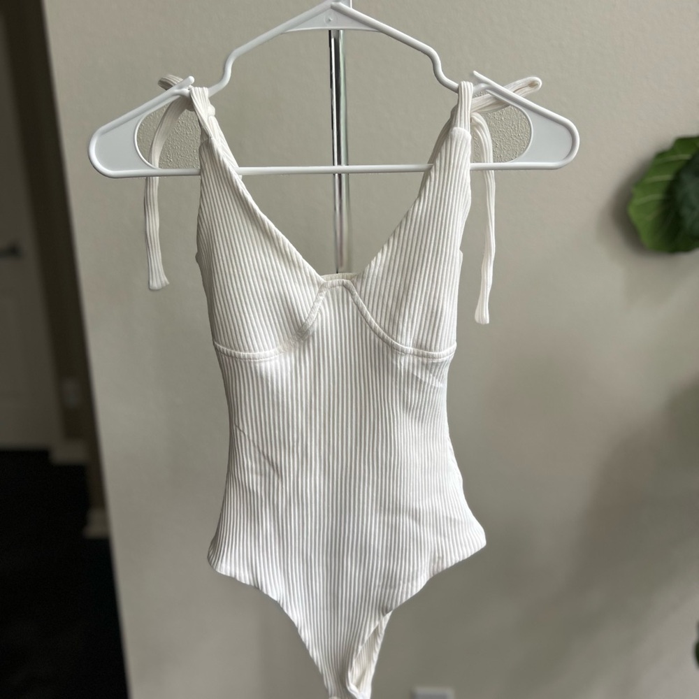 Princess Polly Off-White Ribbed Bodysuit